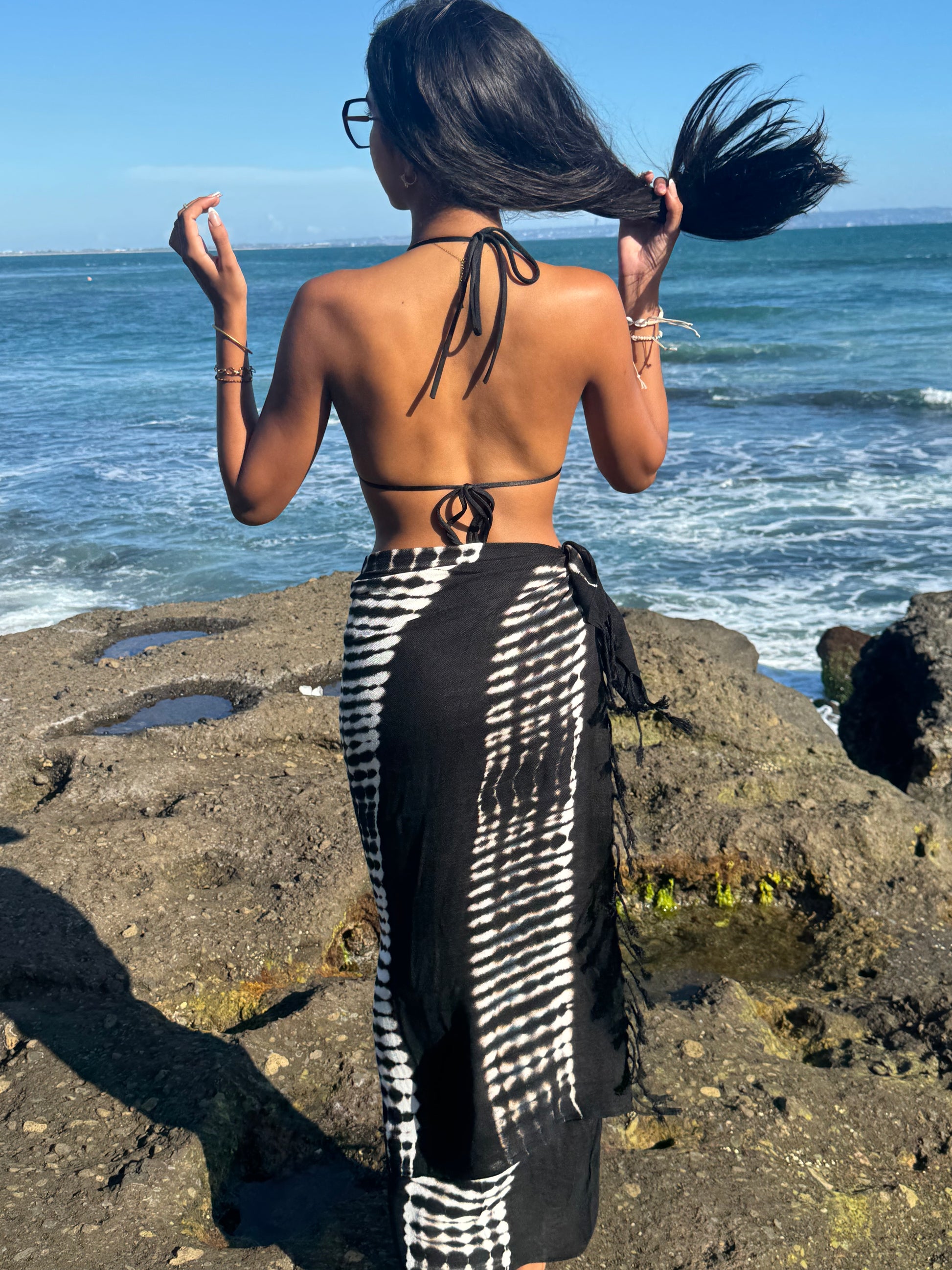beach pareo long dress Pareo dress Athna in printed cotton and silk