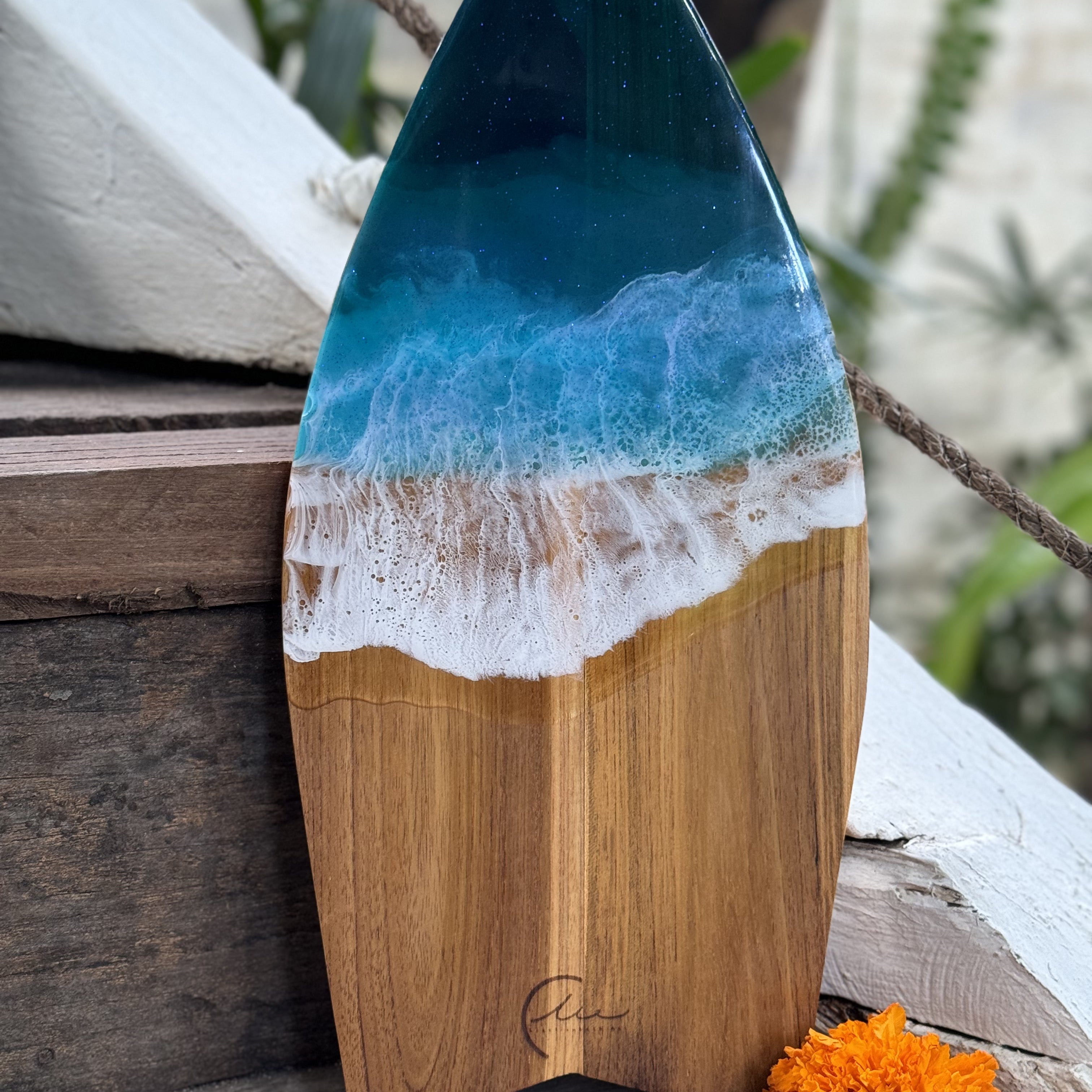 Mini Wooden Ocean Surf Board